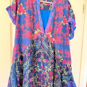 Free People Blue and Pink Floral Dress